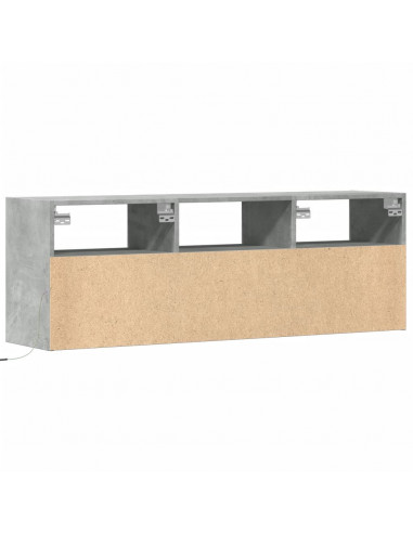 Mobile TV a Parete con Luci LED Grigio Cemento 130x31x45 cm