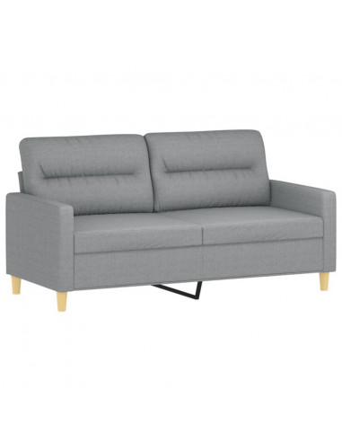 Set di Divani 2 pz con Cuscini Grigio Chiaro in Tessuto