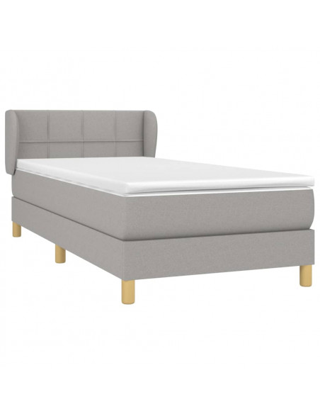 Giroletto a Molle con Materasso Grigio Chiaro 90x200 cm Tessuto
