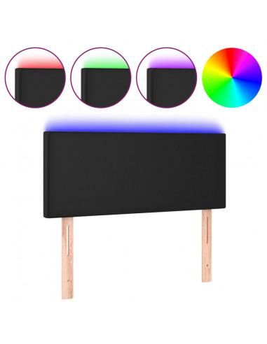 Testiera Nero a LED 90x5x78/88 cm in Similpelle