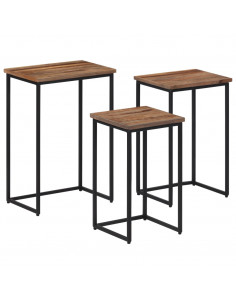 Tavolini a Incastro 3 pz in Legno Massello di Teak 2