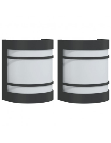 Applique da Esterno 2 pz Nere in Acciaio Inossidabile