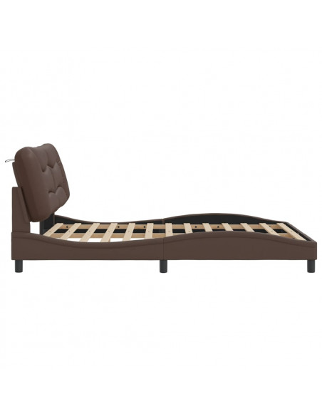 Giroletto con Luci LED Marrone 160x200 cm in Similpelle