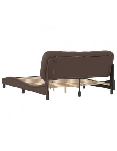 Giroletto con Luci LED Marrone 160x200 cm in Similpelle