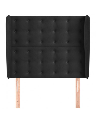 Testiera ad Orecchio Nera 83x23x118/128 cm in Velluto