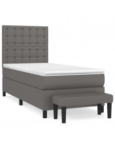 Giroletto a Molle con Materasso Grigio 90x190 cm in Similpelle 2