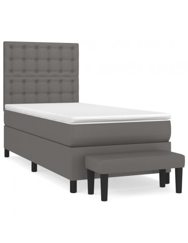 Giroletto a Molle con Materasso Grigio 90x190 cm in Similpelle