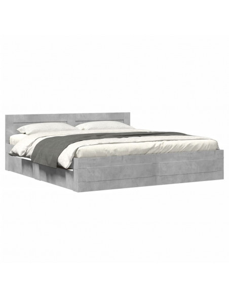 Giroletto Testiera Grigio Cemento 180x200 cm Legno Multistrato