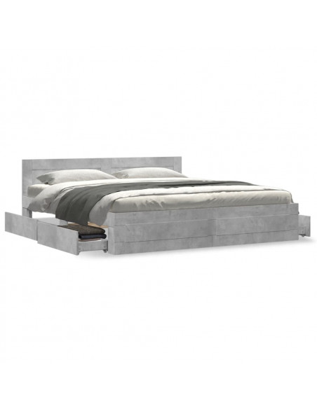 Giroletto Testiera Grigio Cemento 180x200 cm Legno Multistrato