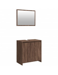Set Mobili da Bagno 2 pz Rovere Marrone in Legno Multistrato 2