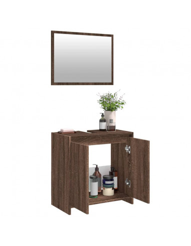 Set Mobili da Bagno 2 pz Rovere Marrone in Legno Multistrato