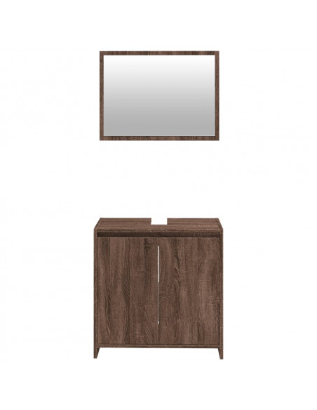 Set Mobili da Bagno 2 pz Rovere Marrone in Legno Multistrato