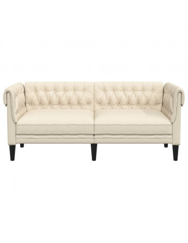 Divano Chesterfield a 2 Posti Crema in Tessuto