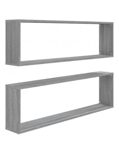 Mensole Cubo Muro 2pz Grigio Sonoma 100x15x30 Legno Multistrato