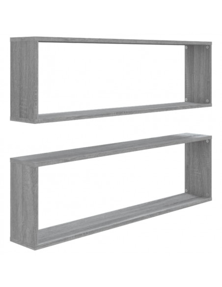 Mensole Cubo Muro 2pz Grigio Sonoma 100x15x30 Legno Multistrato