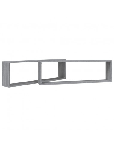 Mensole Cubo Muro 2pz Grigio Sonoma 100x15x30 Legno Multistrato