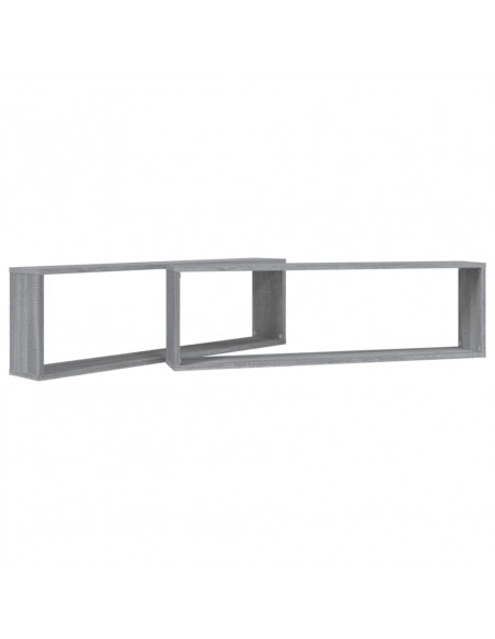 Mensole Cubo Muro 2pz Grigio Sonoma 100x15x30 Legno Multistrato
