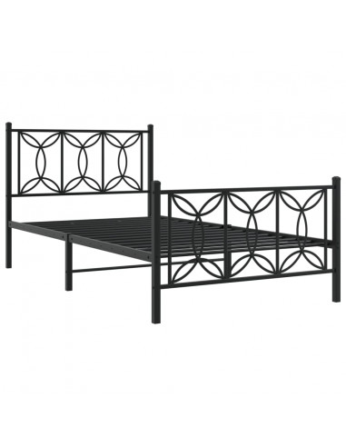 Giroletto con Testiera e Pediera Metallo Nero 100x200 cm