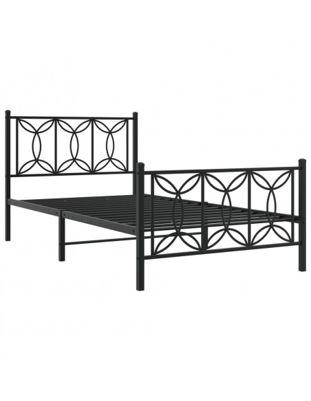 Giroletto con Testiera e Pediera Metallo Nero 100x200 cm
