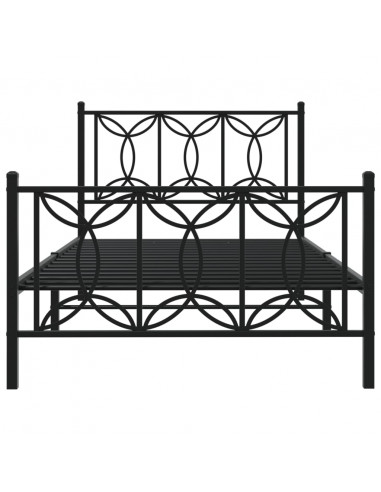 Giroletto con Testiera e Pediera Metallo Nero 100x200 cm