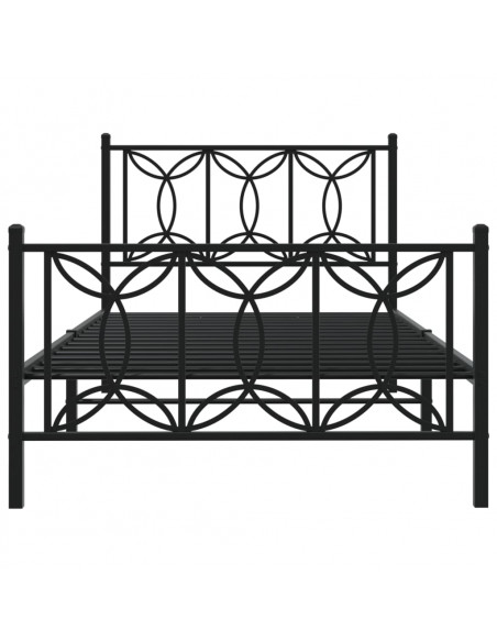 Giroletto con Testiera e Pediera Metallo Nero 100x200 cm