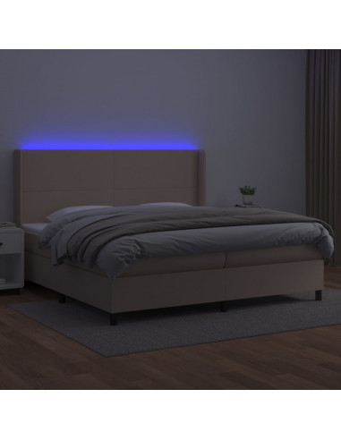 Giroletto Molle Materasso e LED Cappuccino 200x200cm Similpelle