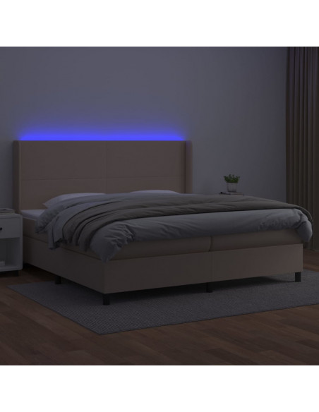 Giroletto Molle Materasso e LED Cappuccino 200x200cm Similpelle