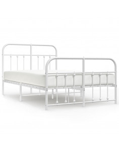 Giroletto con Testiera e Pediera Metallo Bianco 120x190 cm 2