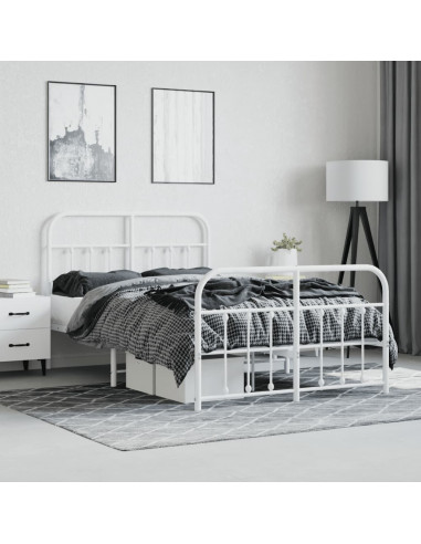 Giroletto con Testiera e Pediera Metallo Bianco 120x190 cm