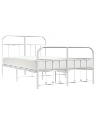 Giroletto con Testiera e Pediera Metallo Bianco 120x190 cm