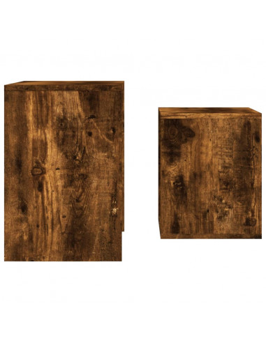 Tavolini Impilabili 2 pz Rovere Fumo in Legno Multistrato