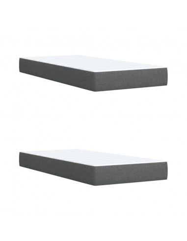 Giroletto a Molle con Materasso Grigio Scuro 200x200 cm Tessuto