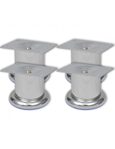 Set 4 gambe rotonde per sofa cromate 60 mm