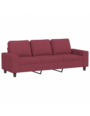 Set di Divani 3 pz Rosso Vino in Tessuto