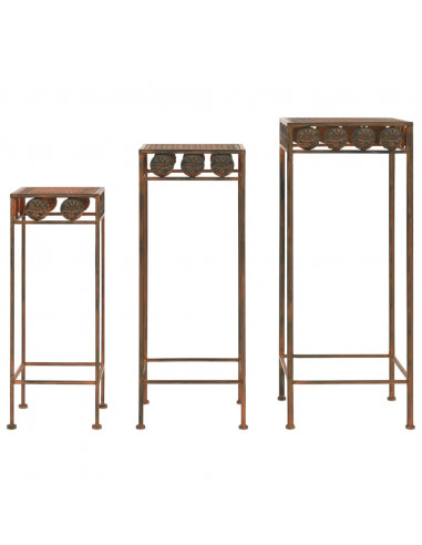 Set Piedistalli per Piante 3 pz Vintage Metallo Effetto Ruggine