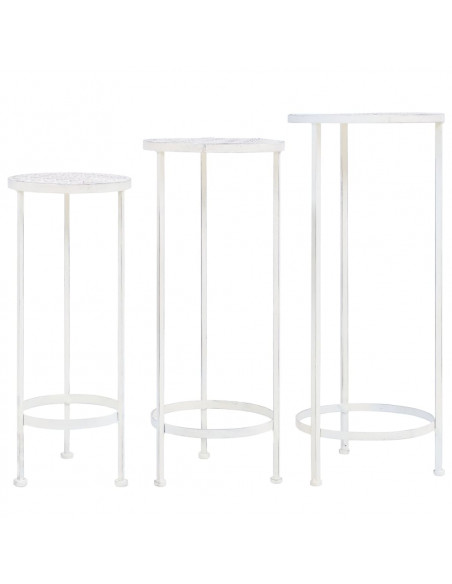 Set Piedistalli per Piante 3 pz Vintage Effetto Bianco Anticato