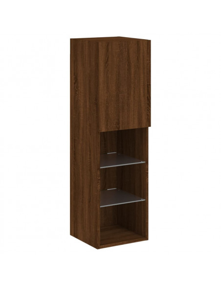 Mobile TV con Luci LED Rovere Marrone 30,5x30x102 cm