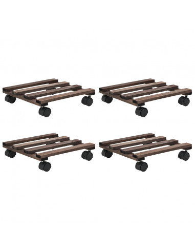 Pedane con Ruote per Piante 4 pz in Legno di Cedro 25x25 cm