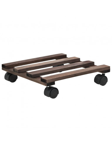 Pedane con Ruote per Piante 4 pz in Legno di Cedro 25x25 cm