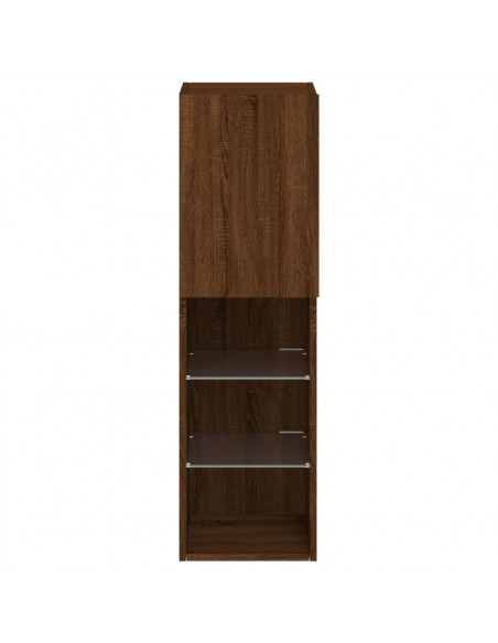Mobile TV con Luci LED Rovere Marrone 30,5x30x102 cm