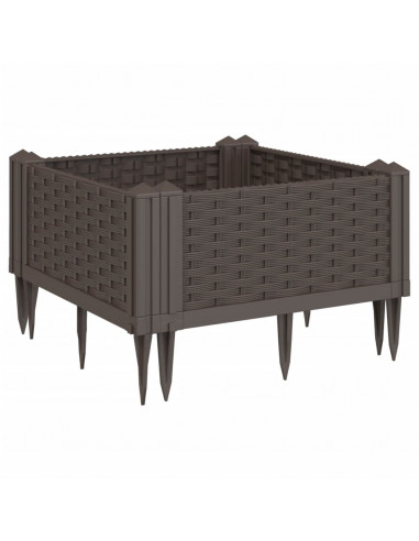 Fioriera da Giardino con Picchetti Marrone 42,5x42,5x28,5 cm PP