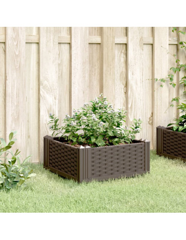 Fioriera da Giardino con Picchetti Marrone 42,5x42,5x28,5 cm PP