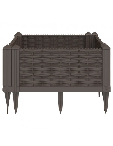Fioriera da Giardino con Picchetti Marrone 42,5x42,5x28,5 cm PP