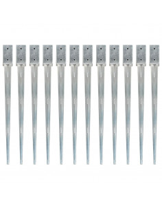 Picchetti di Terra 12 pz Argento 7x7x90 cm in Acciaio Zincato 2
