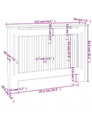 Copritermosifoni 2 pz in MDF 112 cm Bianco