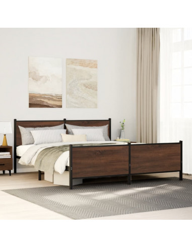 Giroletto senza Materaso in Metallo Rovere Marrone 180x200 cm