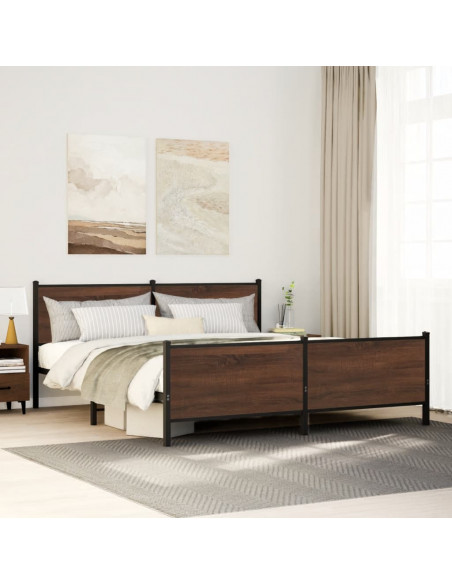 Giroletto senza Materaso in Metallo Rovere Marrone 180x200 cm