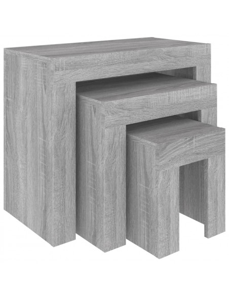 Tavolini Salotto Impilabili 3pz Grigio Sonoma Legno Multistrato