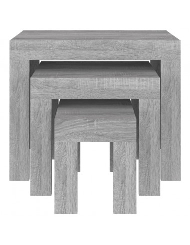 Tavolini Salotto Impilabili 3pz Grigio Sonoma Legno Multistrato