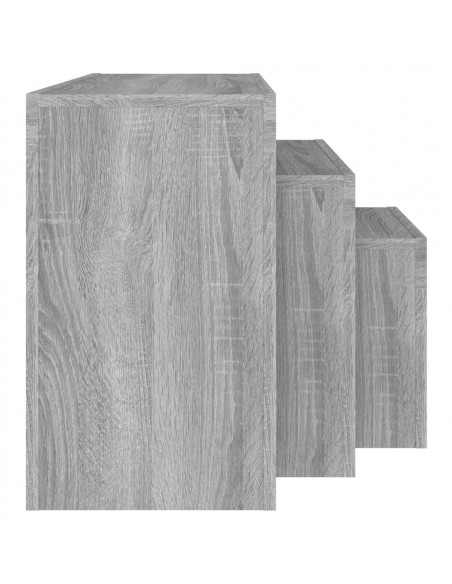 Tavolini Salotto Impilabili 3pz Grigio Sonoma Legno Multistrato